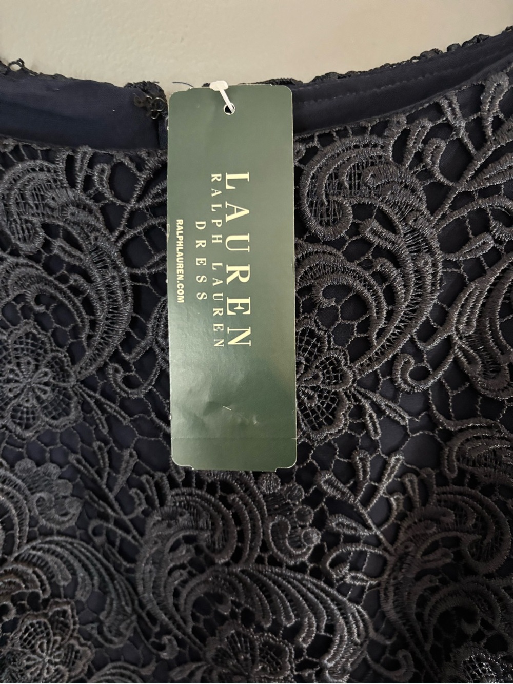 Ralph Lauren Navy Lace Sheath Dress Size 4 - Picture 3 of 6